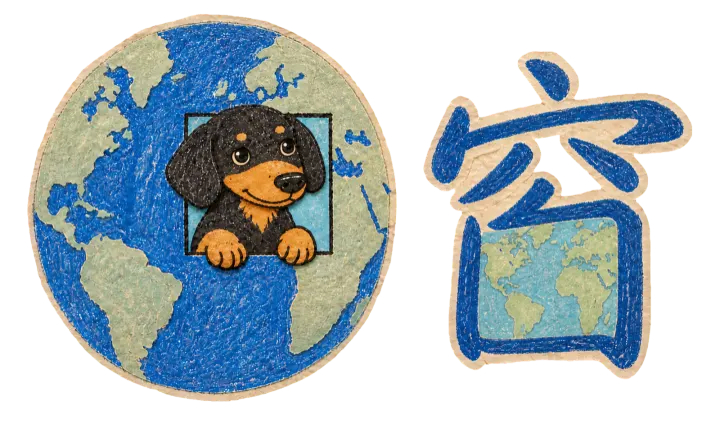 世界图像编辑部的狗狗地球标志